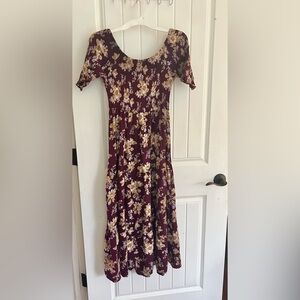 NATURAL LIFE Burgundy and Cream Floral Maxi Dress